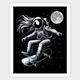 Astronaut Skater Skate Board Skateboarding on Moon Sticker